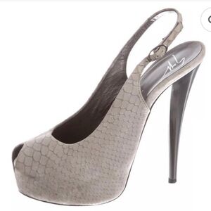 Vintage Y2K Giuseppe Zanotti Python Embossed Leather Platform Peep Toe Heels